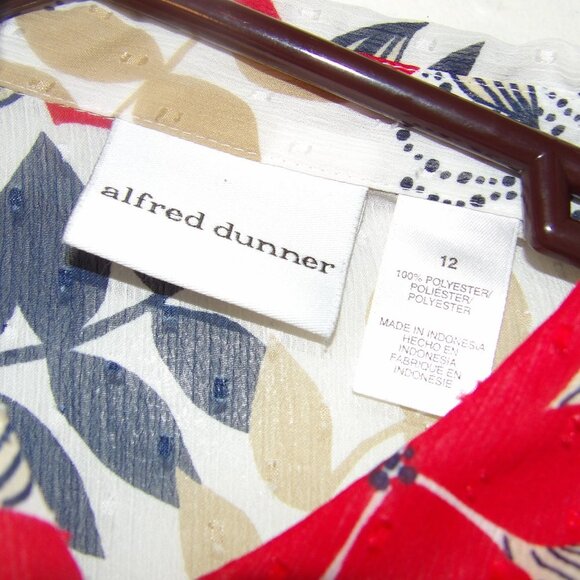 Alfred Dunner Sheer Floral Swiss Dot Button Down Shirt Sz 12 - Picture 5 of 6